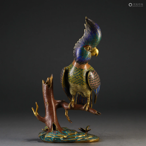 A Chinese Cloisonne Enamel Parrot