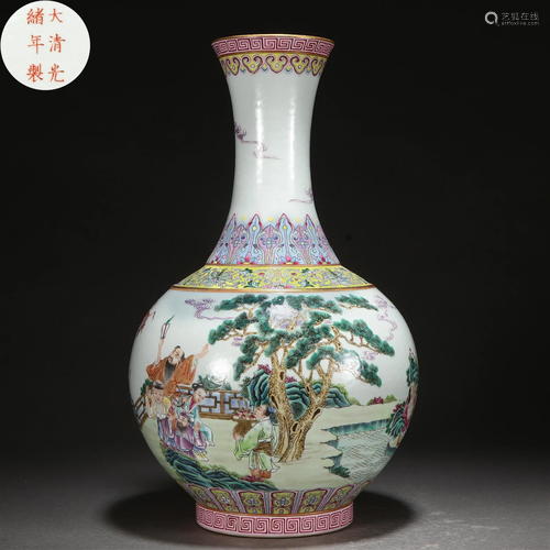 A Chinese Famille Rose Figural Story Decorative Vase