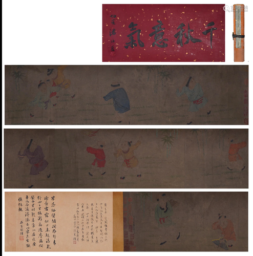 A Chinese Hand Scroll Painting By Su Hanchen