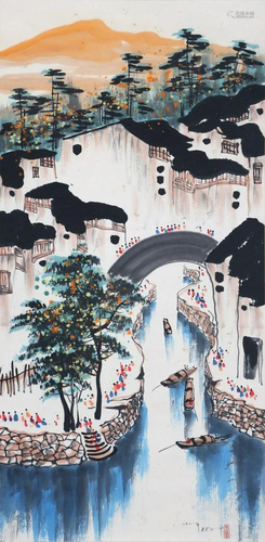 A Chinese Scroll Painting By Wu Guanzhong