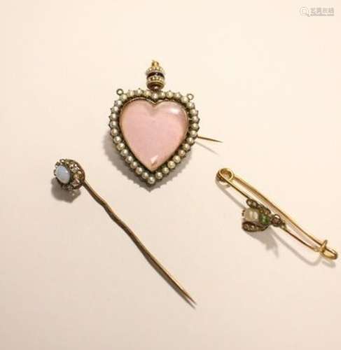 PENDENTIF COEUR formant porte-photo ou souvenir, en or et ar...