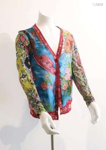 CHRISTIAN LACROIX Bazar<br />
VESTE en soie polychrome à bor...