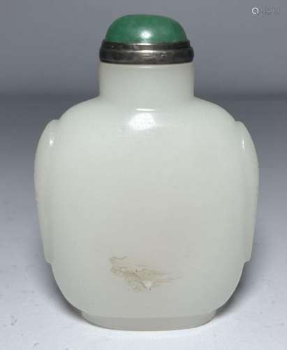 A CHINESE CARVED WHITE GLASS SNUFF BOTTLE POSSIBLY AGATE, 19...