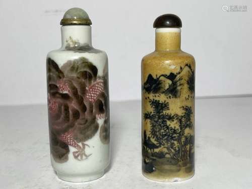 TWO CHINESE PAINTED SNUFF BOTTLES, QING DYNASTY (1644-1911)