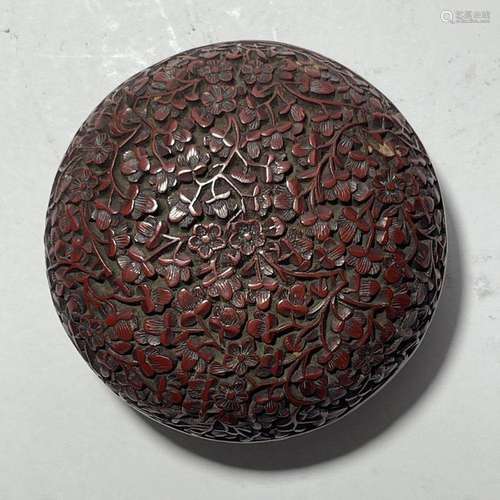 A FINE CHINESE CINNABAR LACQUER CARVED BOX, QIANLONG PERIOD ...