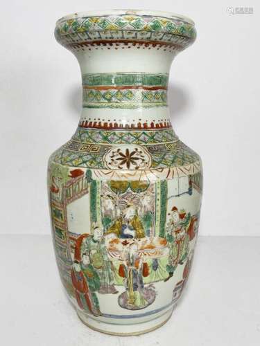 A CHINESE FAMILLE VERTE FIGURAL VASE, QING DYNASTY (1644-191...