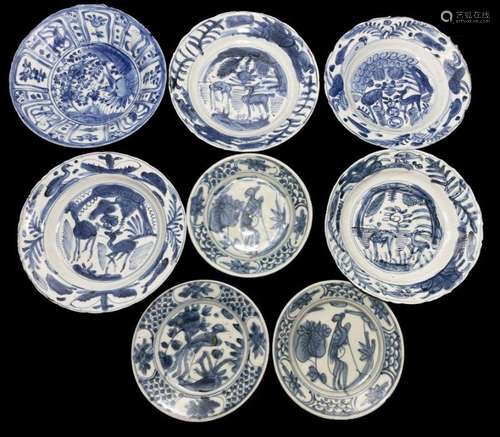 EIGHT CHINESE BLUE & WHITE DISHES, MING DYNASTY (1368-16...