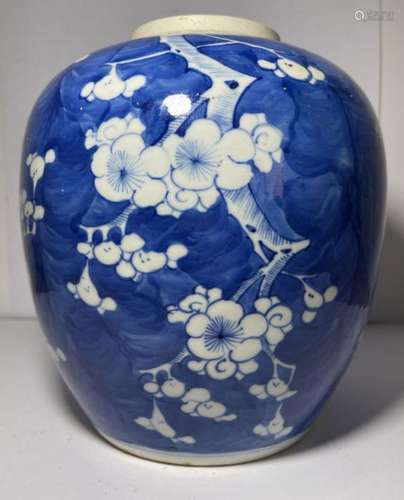 A LARGE BLUE & WHITE PRUNUS JAR, QING DYNASTY (1644-1911...