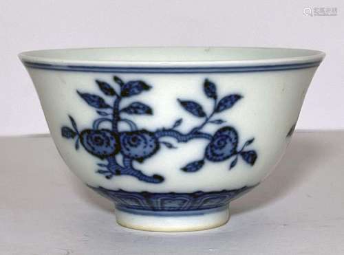 A CHINESE BLUE & WHITE CUP WITH YONGZHENG MARK, QING DYN...