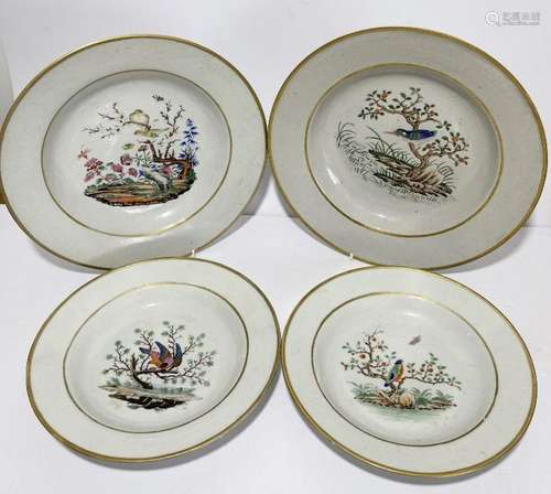 FOUR CHINESE EXPORT BIRD PAINTED DISHES, QIANLONG PERIOD (17...