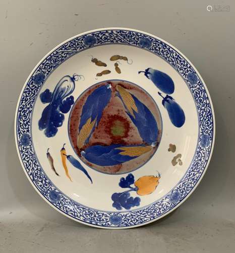 Wang Bu, Porcelain Plate with Melon and Fruit Pattern