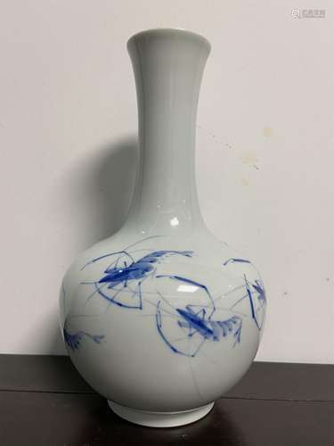 Wang Bu, Blue and White Glazed Porcelain Vase