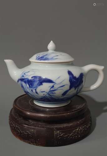 Wang Bu, Blue and White Glazed Teapot