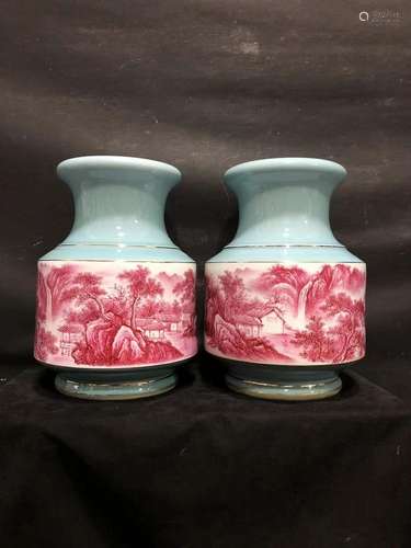 Wang Yunquan, a pair of porcelain vases