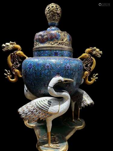 Chinese cloisonne large incense burner,Qianlong