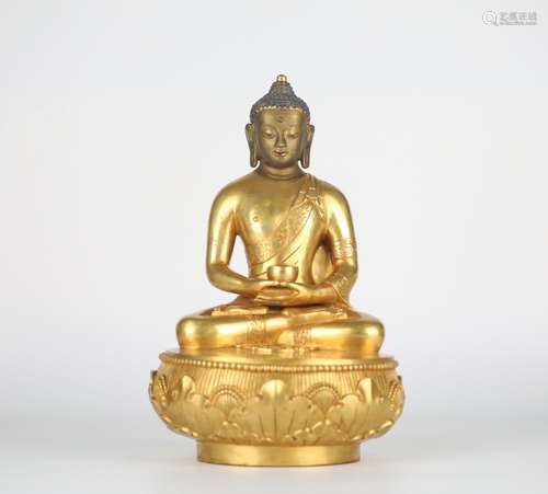 Mongolian Gilt Bronze Buddha, 17th Century