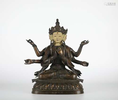 Chinese bronze eight-armed Buddha, 18th century