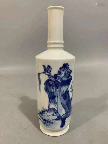 Wang Bu, Blue and White Glazed Porcelain Vase