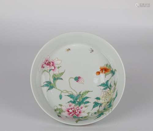 Chinese painted flower porcelain plate, Yongzheng