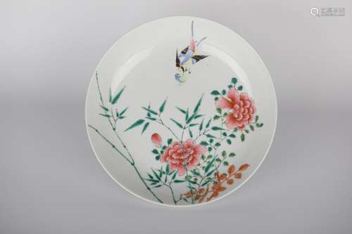 Chinese Fencai flower pattern porcelain plate，Guangxu