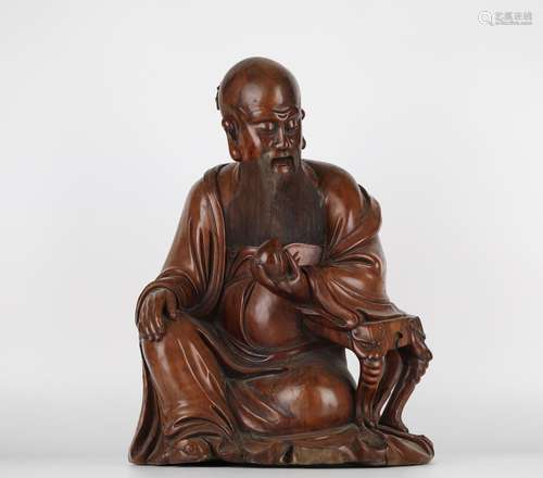 Chinese wood carving old man, Ming Dynasty