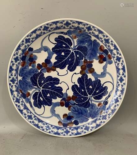 Wang Bu, Blue and White Glazed Porcelain Plate