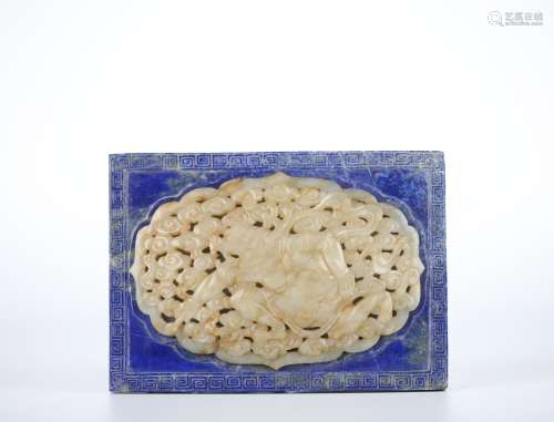 Chinese lapis lazuli inlaid white jade accessories, Liao Dyn...