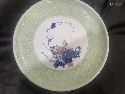 Wang Bu, Blue and White Glazed Porcelain Plate