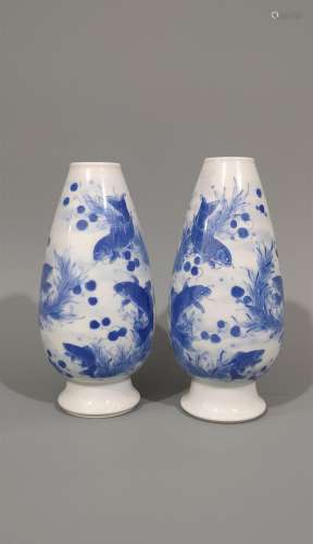 Wang Bu, Blue and White Glazed Porcelain Vase