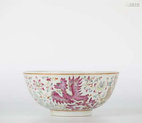 Chinese Fencai phoenix bowl, Guangxu