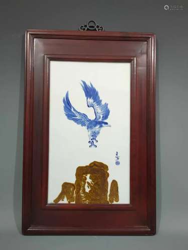 Wang Bu, Blue and White Glazed Porcelain Plaque