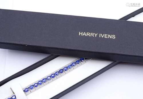 HARRY IVENS ARMBAND MIT 36 OVAL FACC. SAPHIREN, STERLING SIL...