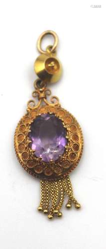 ANHÄNGER, GOLD UM 14 CT, FACC. AMETHYST, CA. 4GR.,