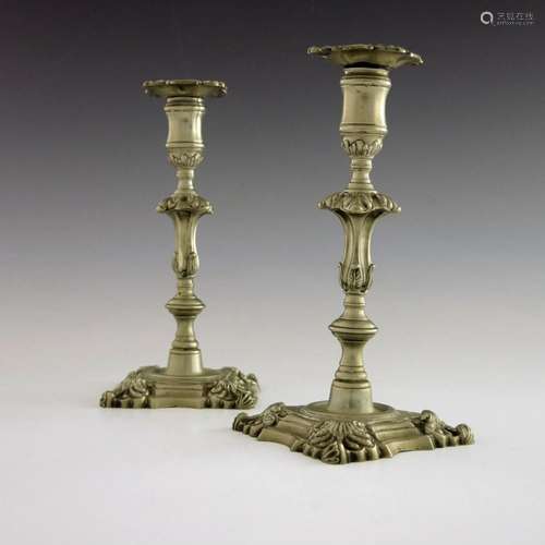 A pair of 18th century Paktong candlesti