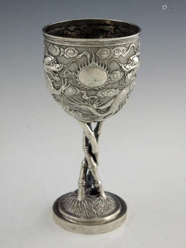 A Chinese export silver goblet, Tuck Cha