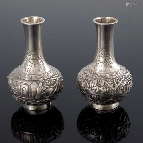 A small pair of Chinese export silver va