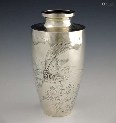 A Japanese silver vase, 20th century, sh