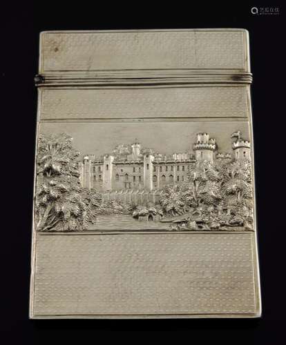 A Victorian silver castle embossed card