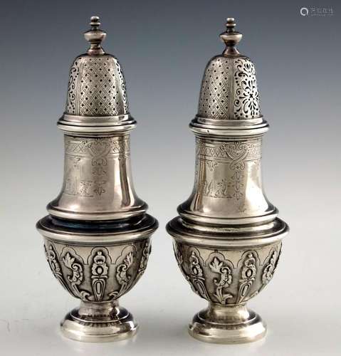 A pair of Victorian silver casters, Robe