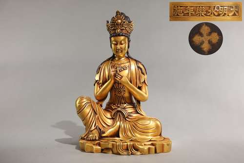 Ming Dynasty  Bronze Gold Gilded Statue Of Guanyin
, China