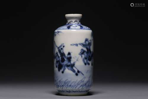 Blue And White Underglaze Porcelain Snuff Bottle 
, China