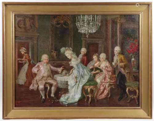 19Th Century Oil Painting Of Court