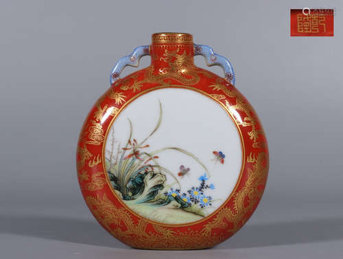 Qing Dynasty Period Of Qianlong    Enamel Color Fanhong Colo...