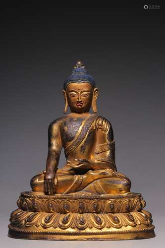 Qing Dynasty Bronze Gold Gilded Statue Of Sakyamuni
, China