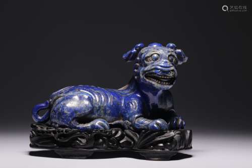 Qing Dynasty Lapis Lazuli Stone Fortunate Beast  Ornament
, ...