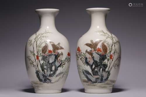 A Pair Of Qing Dynasty Period Of Qianlong Famille Rose Porce...