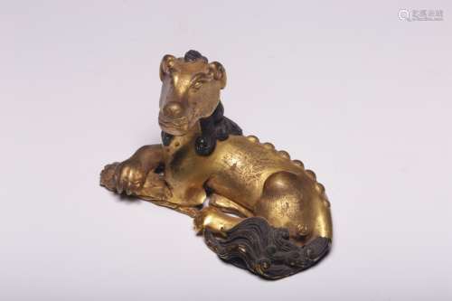 Bronze Gold Gilded Fortunate Beast  Paperweight 
, China
