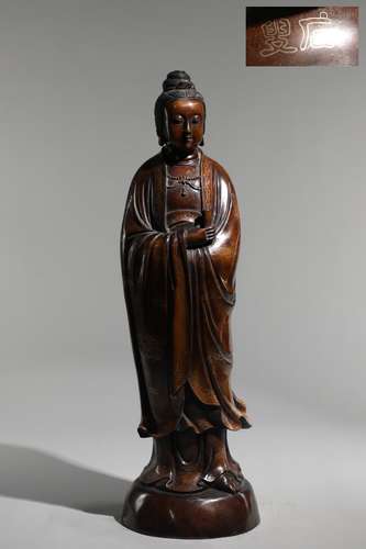 Ming Dynasty  Bronze Silver Painted Statue Of Guanyin
, Chin...