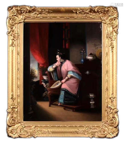 19Th Century Oil Painting Of Figure