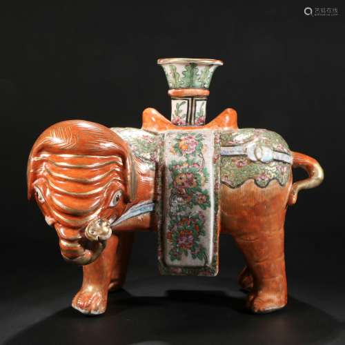 Fanhong Color Famille Rose Porcelain Elephant-Shaped Candles...